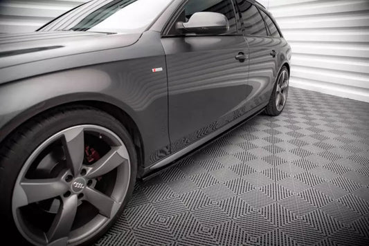 Maxton Design Seitenschweller (Paar) V.2 für Audi A4 / A4 S-Line / S4 B8 Hochglanz schwarz – Ansicht 1
