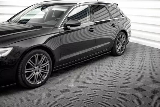 Maxton Design Seitenschweller (Paar) V.2 für Audi A6 C7 Hochglanz schwarz – Ansicht 1