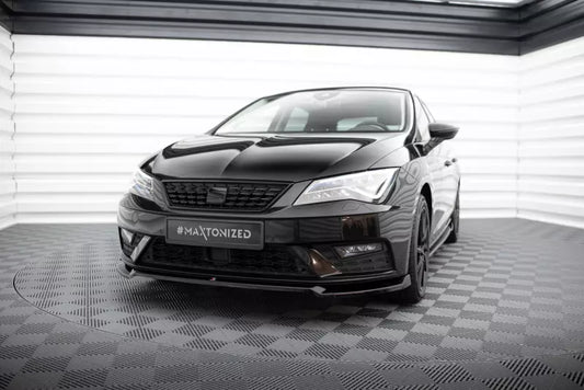 Maxton Design Frontlippe V.2 für Seat Leon Mk3 Facelift Hochglanz schwarz – Ansicht 1