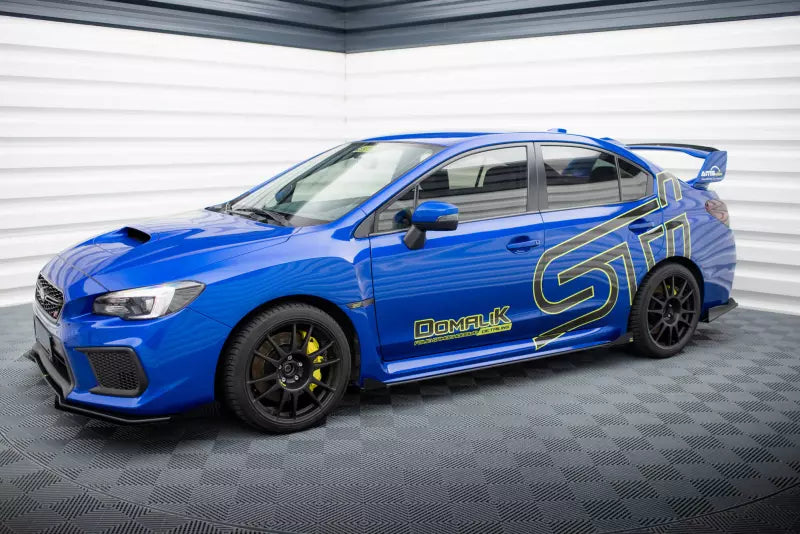 Maxton Design Street Pro Seitenschweller (Paar) für Subaru WRX STI Mk1 Schwarz matt mit Hochglanz Flaps – Ansicht 2
