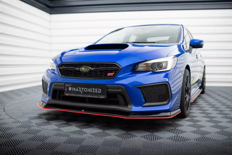 Maxton Design Frontlippe V.2 für Subaru WRX STI Mk1 Facelift Rot – Ansicht 1