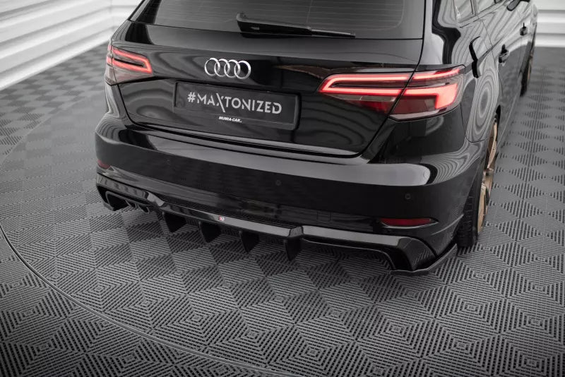 Maxton Design Heckdiffusor für Audi A3 S-Line Sportback 8V Facelift Hochglanz schwarz – Ansicht 2