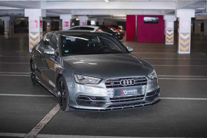 Maxton Design Street Pro Frontlippe für Audi S3 / A3 S-Line Limousine 8V Schwarz matt – Ansicht 2