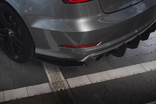 Maxton Design Street Pro Diffusor Flaps für Audi S3 Limousine 8V Schwarz matt – Ansicht 1