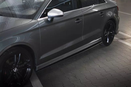 Maxton Design Street Pro Seitenschweller (Paar) für Audi S3 / A3 S-Line Limousine 8V Schwarz matt – Ansicht 1