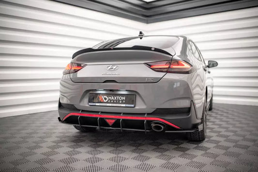 Maxton Design Street Pro Heckdiffusor für Hyundai I30 Fastback N-Line Mk3 Facelift Schwarz matt mit Hochglanz Flaps – Ansicht 1