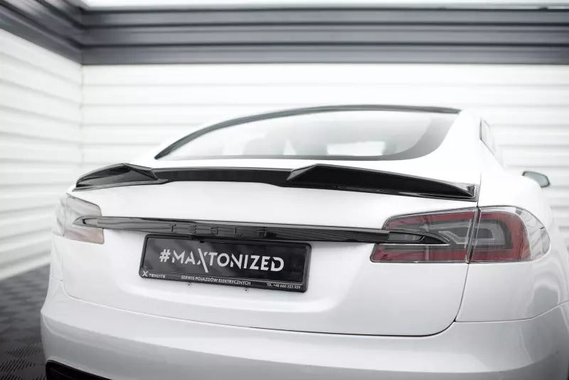 Maxton Design Heckspoiler 3D für Tesla Model S Plaid Mk1 Facelift Hochglanz schwarz – Ansicht 1