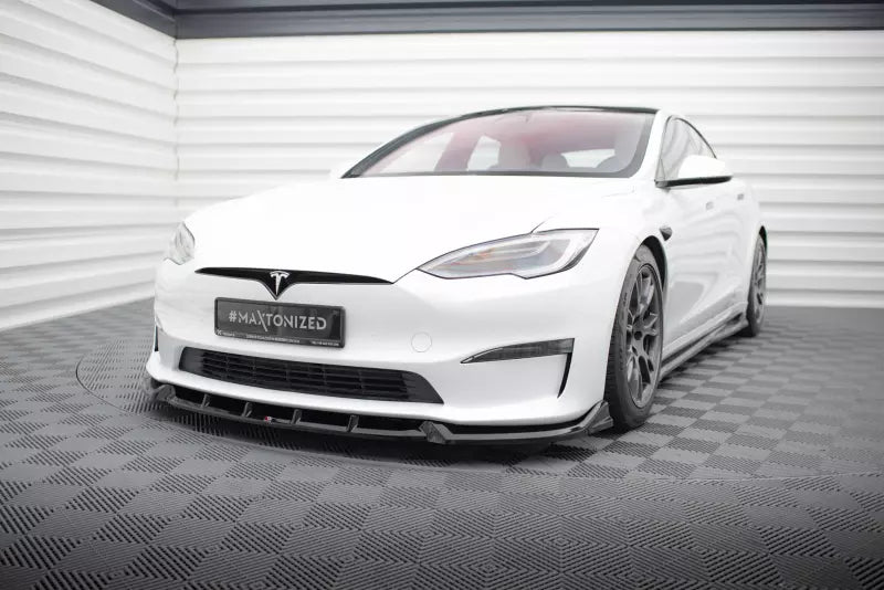 Maxton Design Frontlippe für Tesla Model S Plaid Mk1 Facelift Hochglanz schwarz – Ansicht 1