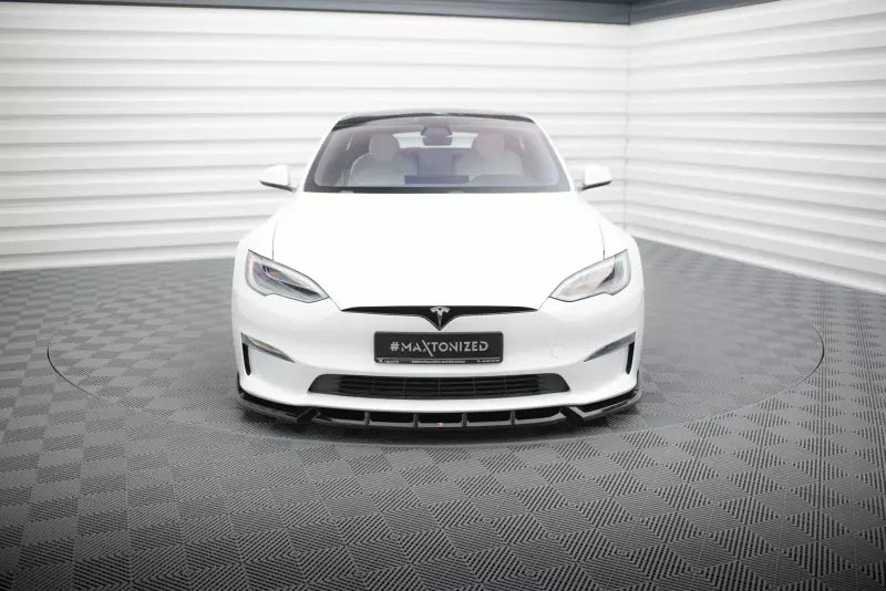 Maxton Design Frontlippe für Tesla Model S Plaid Mk1 Facelift Hochglanz schwarz – Ansicht 2