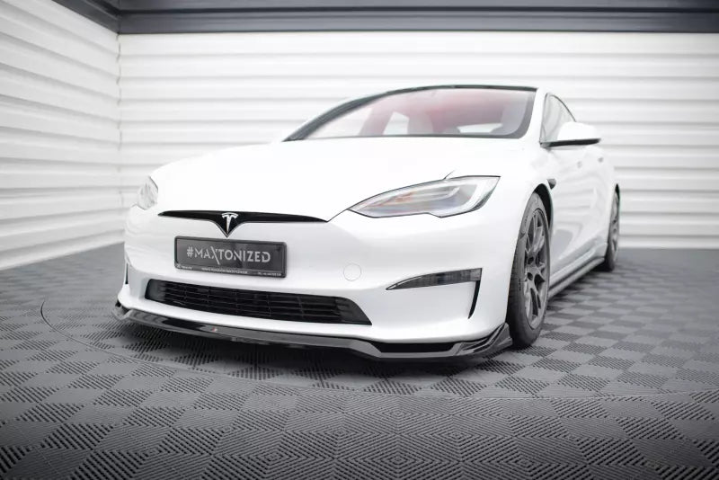 Maxton Design Frontlippe V.2 für Tesla Model S Plaid Mk1 Facelift Hochglanz schwarz – Ansicht 1