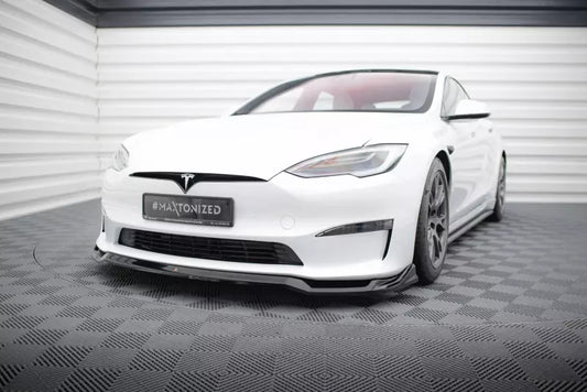 Maxton Design Frontlippe V.2 für Tesla Model S Plaid Mk1 Facelift Hochglanz schwarz – Ansicht 1