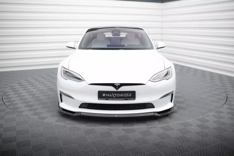 Maxton Design Frontlippe V.2 für Tesla Model S Plaid Mk1 Facelift Hochglanz schwarz – Ansicht 2