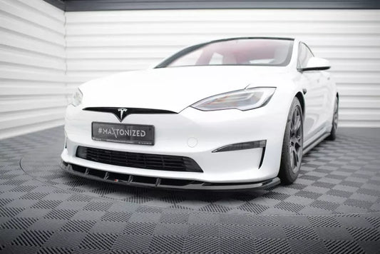 Maxton Design Frontlippe V.3 für Tesla Model S Plaid Mk1 Facelift Hochglanz schwarz – Ansicht 1