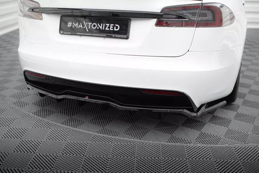 Maxton Design Heckdiffusor DTM Look V.2 für Tesla Model S Plaid Mk1 Facelift Hochglanz schwarz – Ansicht 1