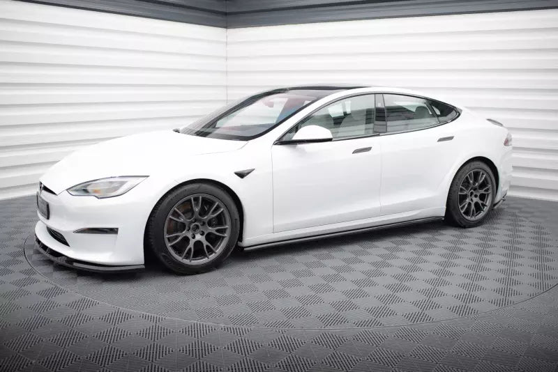 Maxton Design Seitenschweller (Paar) V.2 für Tesla Model S Plaid Mk1 Facelift Hochglanz schwarz – Ansicht 3