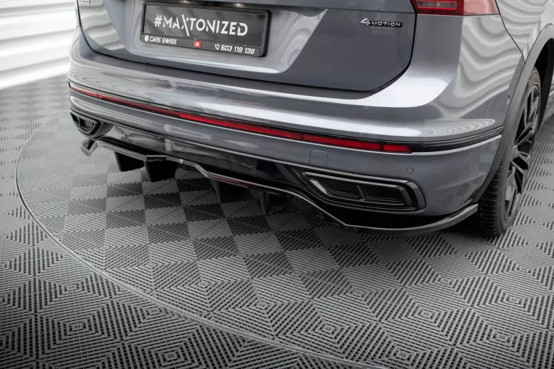 Maxton Design Heckdiffusor DTM Look für Volkswagen Tiguan Allspace R-Line Mk2 Facelift Hochglanz schwarz – Ansicht 1