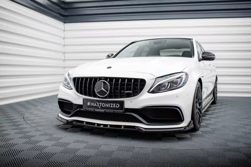 Maxton Design Frontlippe V.2 für Mercedes-AMG C63 Limousine / Kombi W205 / S205 Hochglanz schwarz – Ansicht 1