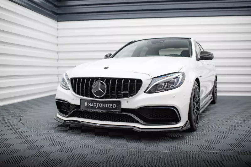 Maxton Design Frontlippe V.3 für Mercedes-AMG C63 Limousine / Kombi W205 / S205 Hochglanz schwarz – Ansicht 1