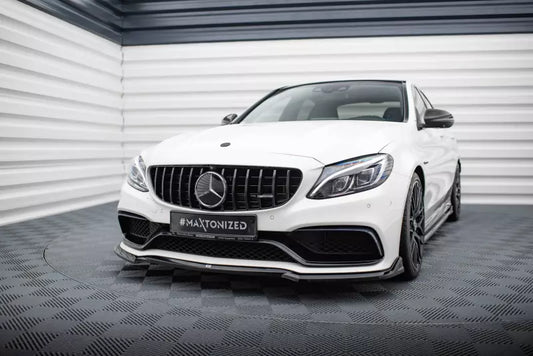 Maxton Design Frontlippe V.3 für Mercedes-AMG C63 Limousine / Kombi W205 / S205 Hochglanz schwarz – Ansicht 1