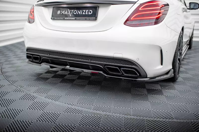 Maxton Design mittlerer Heckdiffusor DTM Look für Mercedes-AMG C63 Limousine / Kombi W205 / S205 Hochglanz schwarz – Ansicht 1