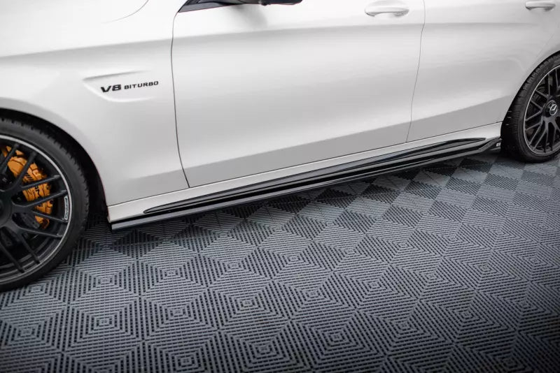 Maxton Design Seitenschweller (Paar) V.2 für Mercedes-AMG C63 Limousine / Kombi W205 / S205 Hochglanz schwarz – Ansicht 1