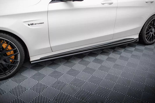 Maxton Design Seitenschweller (Paar) V.2 für Mercedes-AMG C63 Limousine / Kombi W205 / S205 Hochglanz schwarz – Ansicht 1