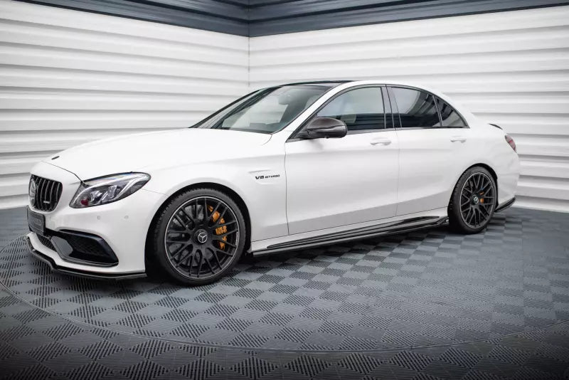 Maxton Design Seitenschweller (Paar) V.2 für Mercedes-AMG C63 Limousine / Kombi W205 / S205 Hochglanz schwarz – Ansicht 2