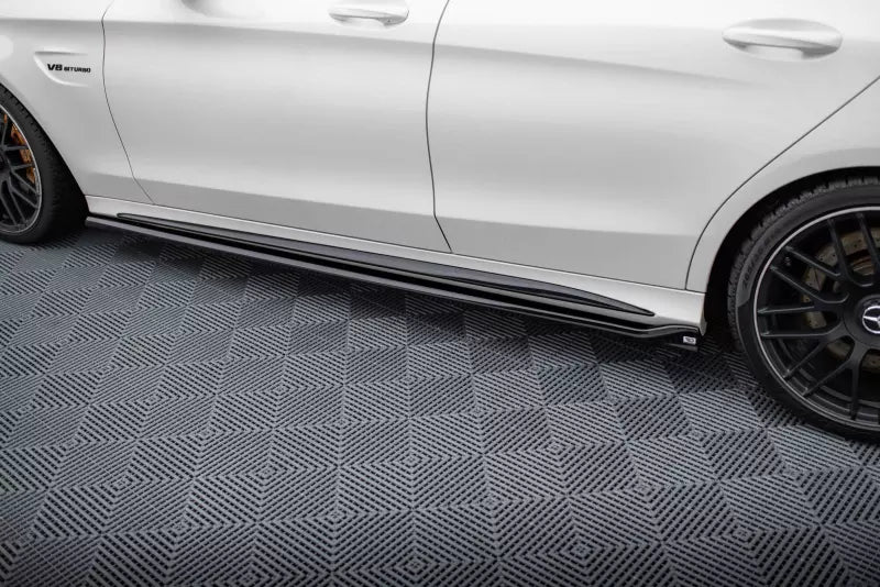 Maxton Design Seitenschweller (Paar) V.2 für Mercedes-AMG C63 Limousine / Kombi W205 / S205 Hochglanz schwarz – Ansicht 3