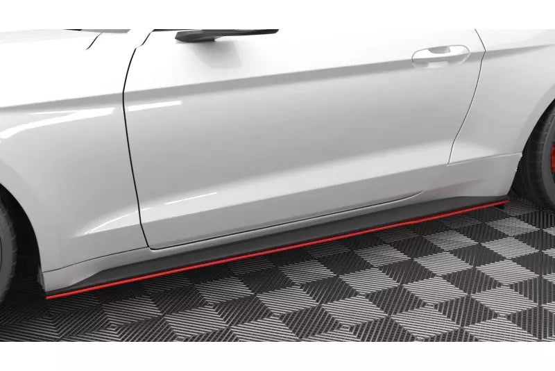 Maxton Design Seitenschweller (Paar) V.2 für Ford Mustang Mk6 Facelift Hochglanz schwarz – Ansicht 1