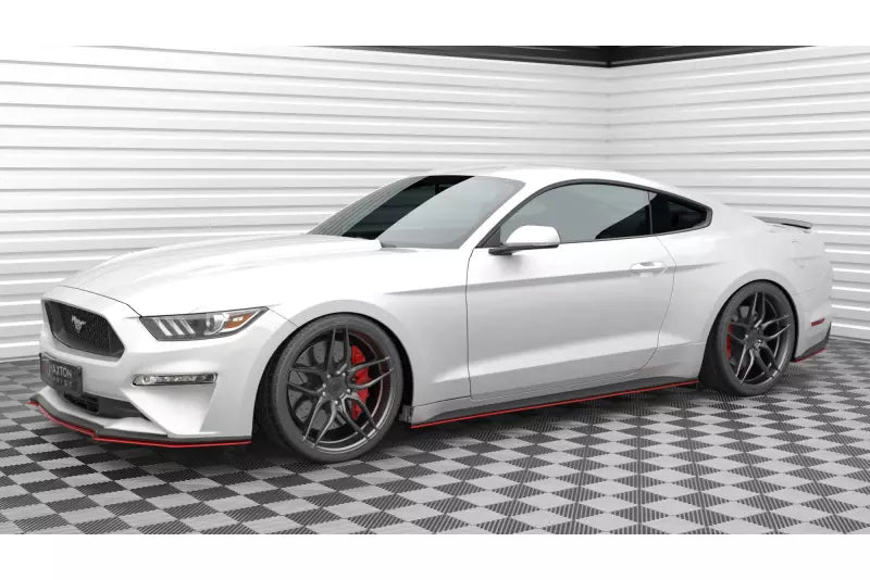 Maxton Design Seitenschweller (Paar) V.2 für Ford Mustang Mk6 Facelift Hochglanz schwarz – Ansicht 2