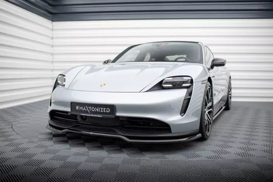 Maxton Design Frontlippe V.1 für Porsche Taycan / Taycan 4 / Taycan 4S / Taycan GTS Mk1 Hochglanz schwarz – Ansicht 1