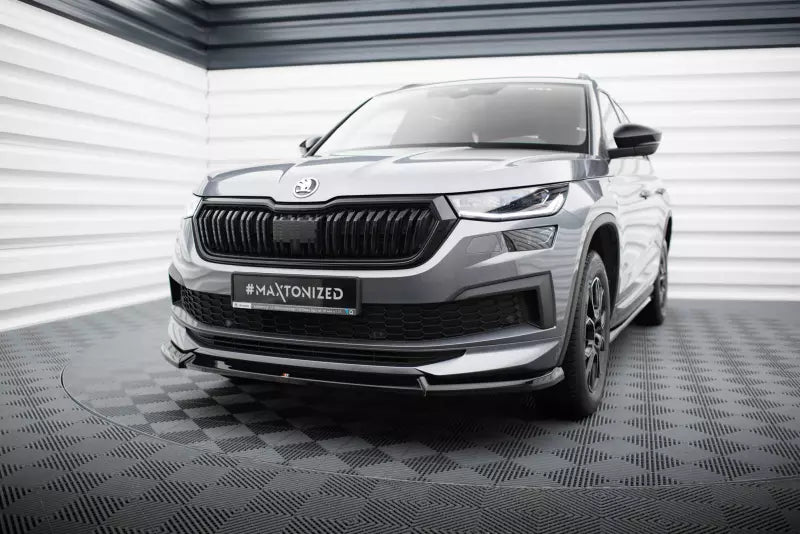 Maxton Design Frontlippe V.1 für Skoda Kodiaq Sportline Mk1 Facelift Hochglanz schwarz – Ansicht 1