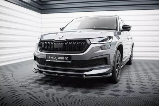 Maxton Design Frontlippe V.1 für Skoda Kodiaq Sportline Mk1 Facelift Hochglanz schwarz – Ansicht 1