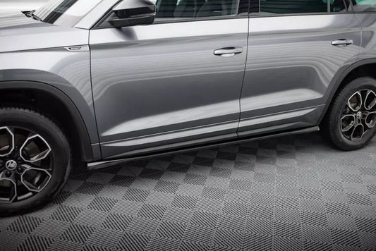 Maxton Design Seitenschweller (Paar) für Skoda Kodiaq Sportline Mk1 Facelift Hochglanz schwarz – Ansicht 1