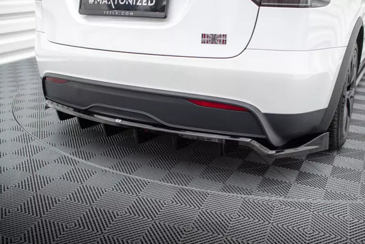 Maxton Design mittlerer Heckdiffusor für Tesla Model X Mk1 Facelift Hochglanz schwarz – Ansicht 1