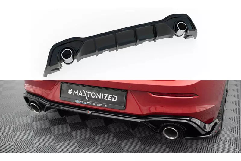 Maxton Design Heckdiffusor mit Sportauspuff Attrappe Schwarz für VW Golf 8 GTE / GTD / R-Line 2020- – Ansicht 2