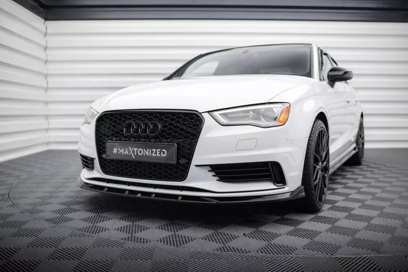 Maxton Design Frontlippe V.1 für Audi A3 Limousine 8V Hochglanz schwarz – Ansicht 1