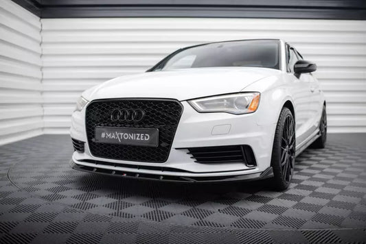 Maxton Design Frontlippe V.1 für Audi A3 Limousine 8V Hochglanz schwarz – Ansicht 1