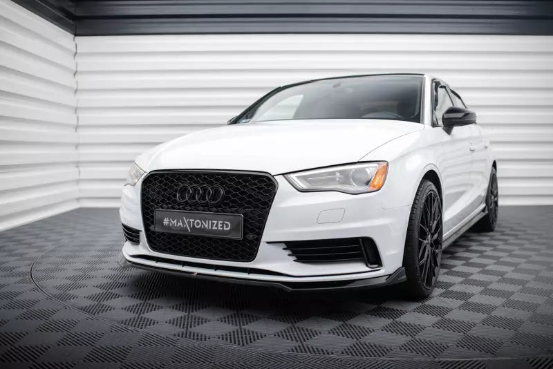 Maxton Design Frontlippe V.2 für Audi A3 Limousine 8V Hochglanz schwarz – Ansicht 1