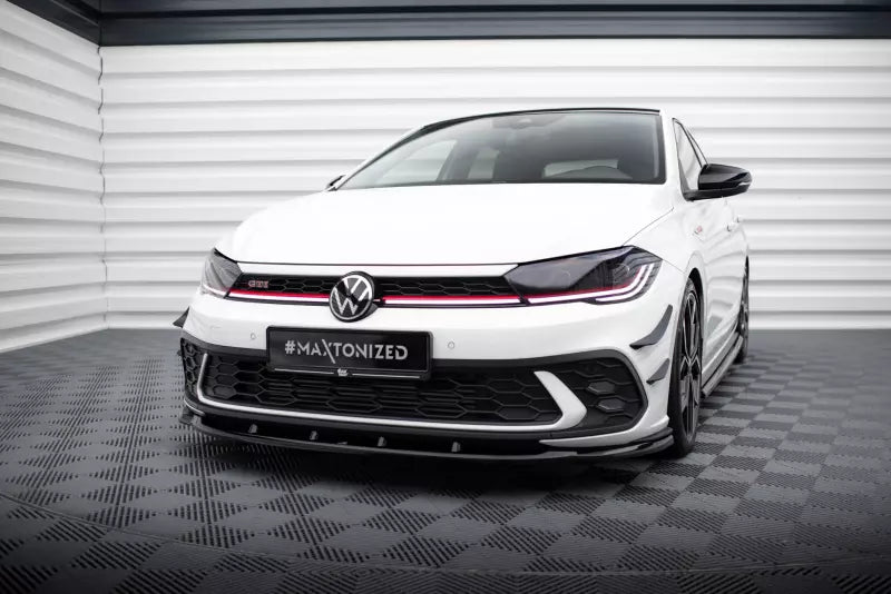 Maxton Design Frontlippe V.1 für Volkswagen Polo GTI Mk6 Facelift Hochglanz schwarz – Ansicht 1