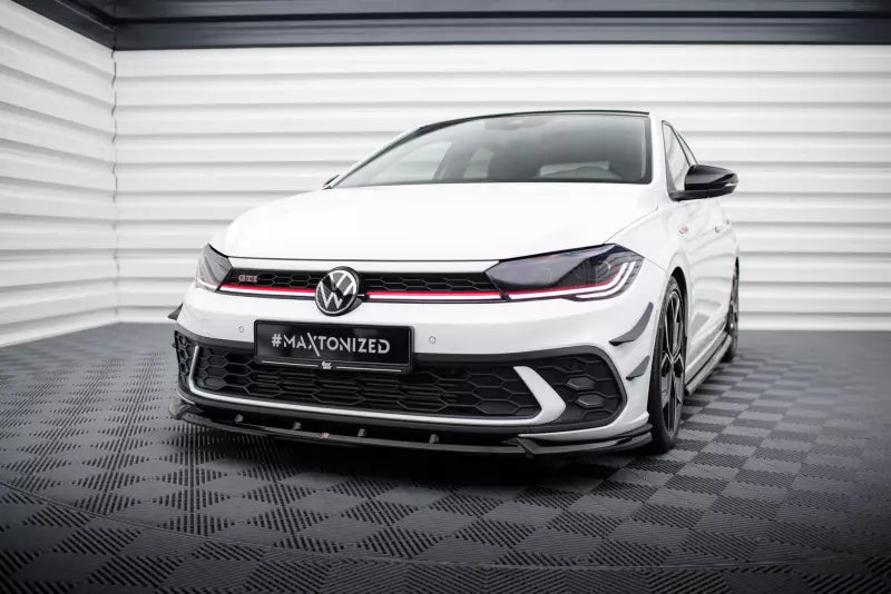 Maxton Design Frontlippe V.2 für Volkswagen Polo GTI Mk6 Facelift Hochglanz schwarz – Ansicht 1