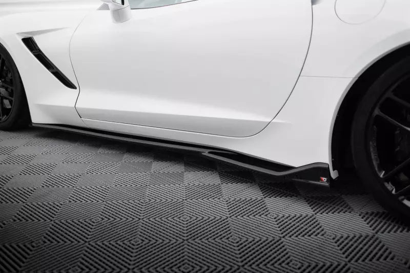 Maxton Design Seitenschweller (Paar) für Chevrolet Corvette C7 Hochglanz schwarz – Ansicht 3