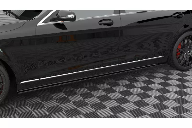 Maxton Design Seitenschweller (Paar) für Mercedes S Lang W222 Hochglanz schwarz – Ansicht 1