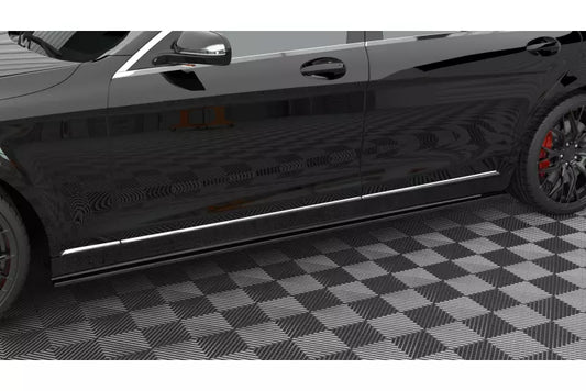 Maxton Design Seitenschweller (Paar) für Mercedes S Lang W222 Hochglanz schwarz – Ansicht 1