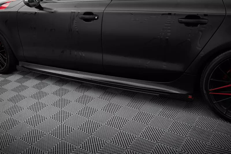 Maxton Design Street Pro Seitenschweller (Paar) für Audi A7 S-Line C7 schwarz mit Hochglanz Flaps – Ansicht 3