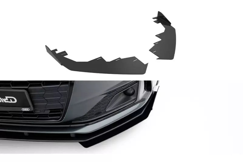Maxton Design Street Pro Frontlippen Flaps für Audi A5 F5 Facelift Hochglanz schwarz – Ansicht 1