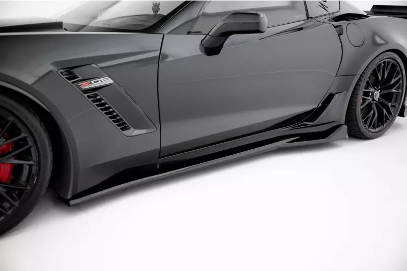 Maxton Design Seitenschweller (Paar) für Chevrolet Corvette Z06 C7 Hochglanz schwarz – Ansicht 1