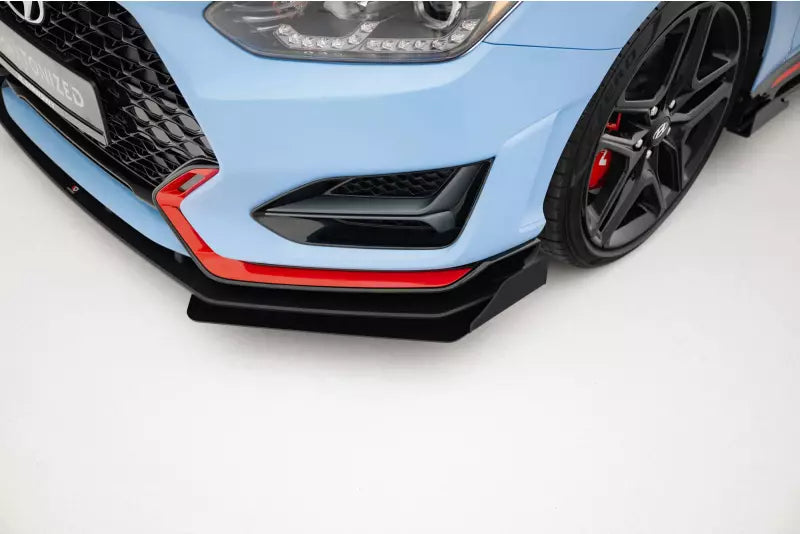 Maxton Design Street Pro Frontlippe für Hyundai Veloster N Mk2 mit Hochglanz schwarzen Flaps – Ansicht 2