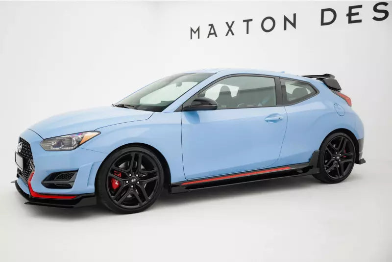 Maxton Design Street Pro Seitenschweller (Paar) für Hyundai Veloster N Mk2 schwarz mit Hochglanz Flaps – Ansicht 3