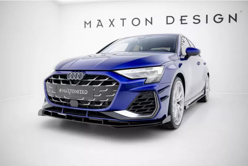 Maxton Design Street Pro Frontlippen Flaps für Audi S3 / A3 S-line 8Y Facelift Hochglanz schwarz – Ansicht 3